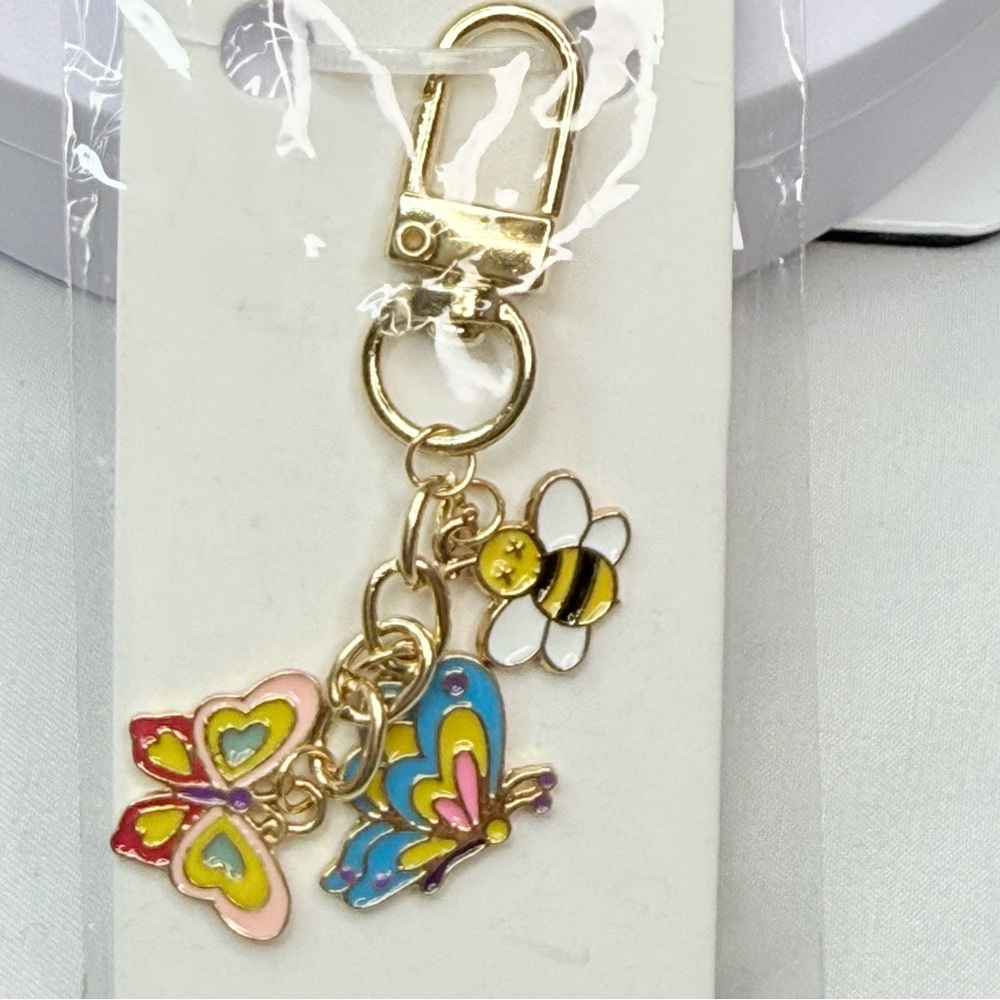 Colorful Butterfly and Bee Keychain